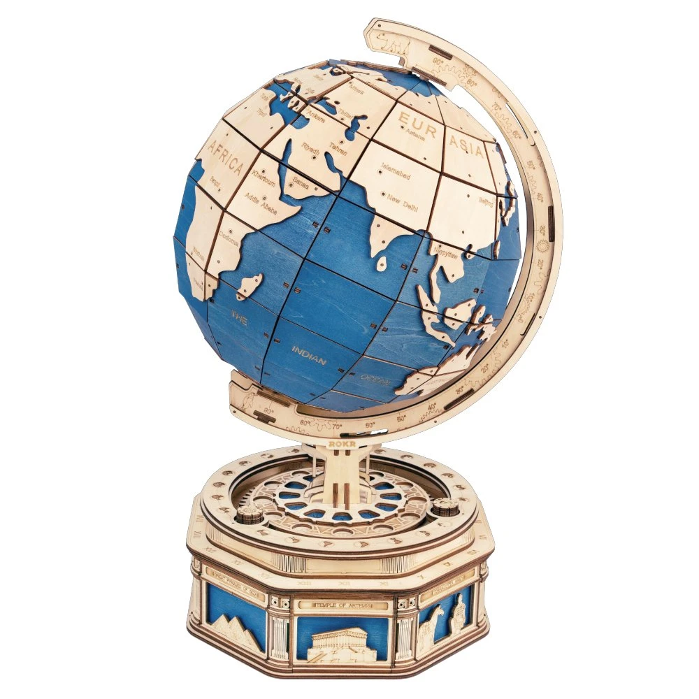 Madera bricolaje Globe modelo 3D Jigsaw Puzzle regalos para adultos