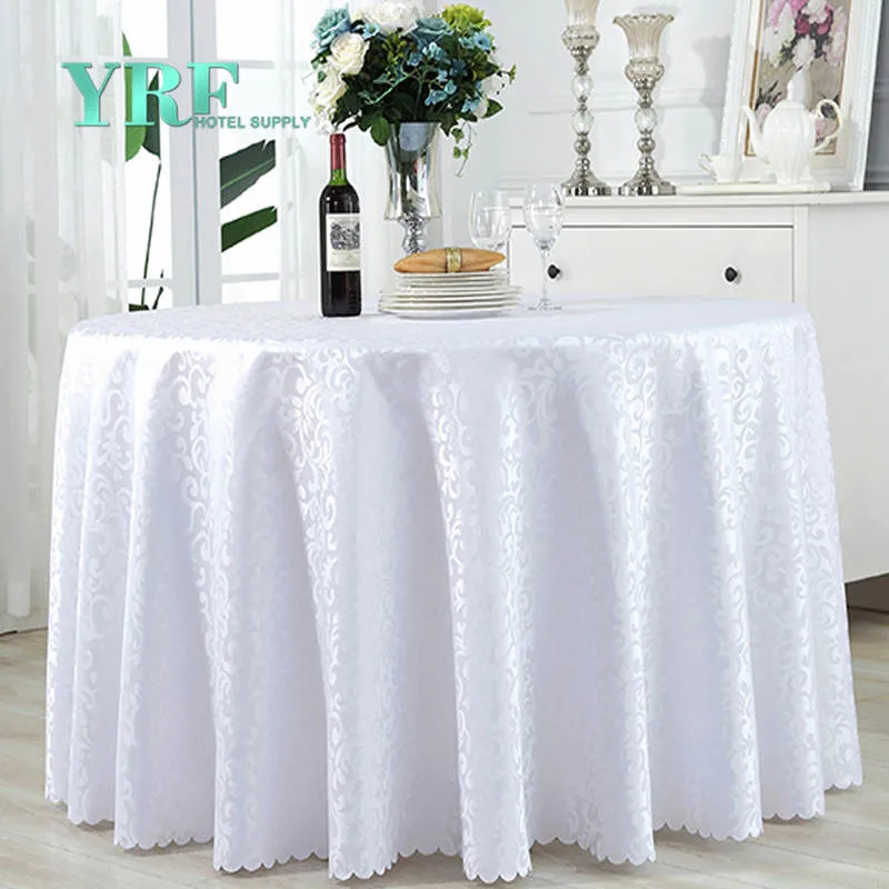 Wedding White Rosette Round Embroidery Tablecloth