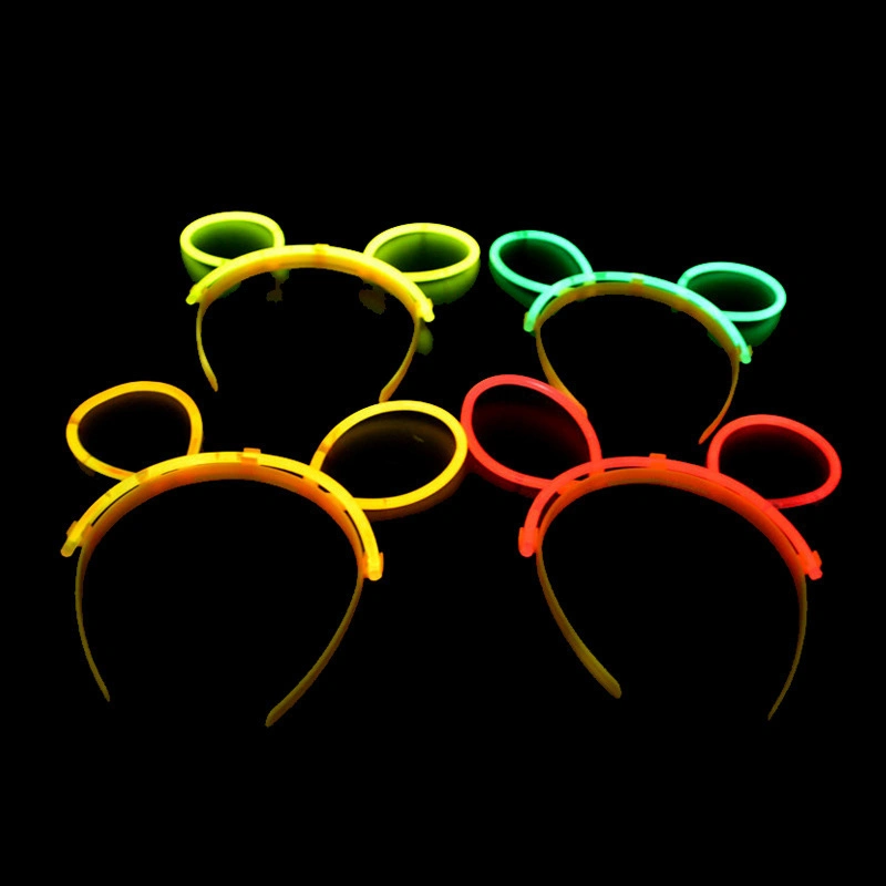 Diadema fluorescente con banda para el cabello, pinza luminosa para el cabello, orejas de conejo Mickey luminosas, juguete novedoso para niños