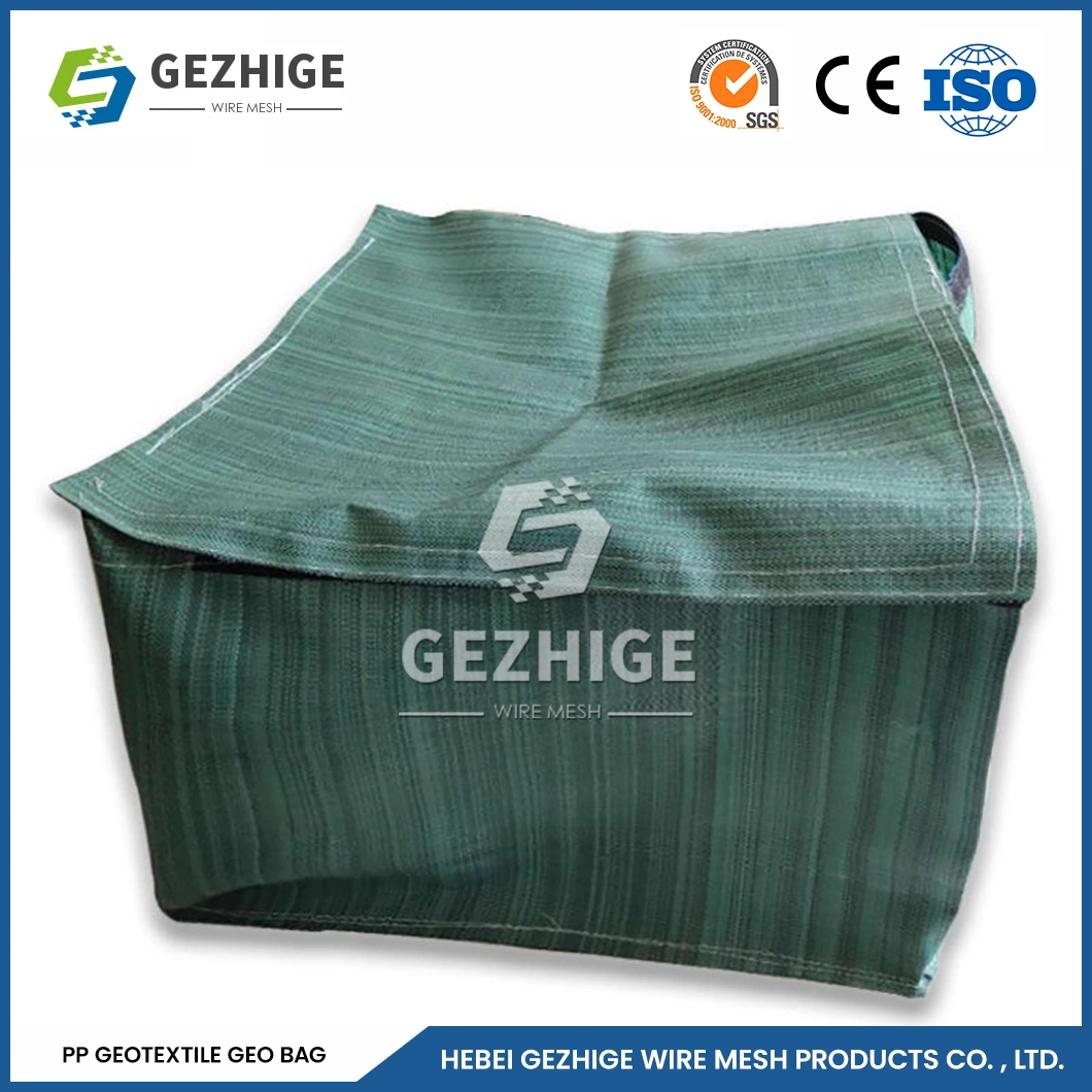 Gezhige Woven PVC revestido Hexagonal Gabion Mesh Woven Gabion Factory Aço galvanizado arame Gabion Cesto China Verde plástico PP Gabion Saco