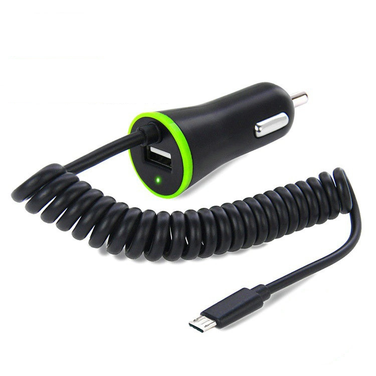 3.4A Cargador de coche Portátil con cable retráctil Micro USB de la primavera