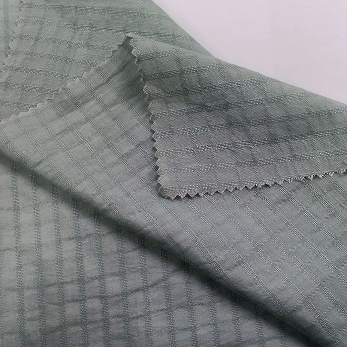 High quality/High cost performance  Plaid Style with Lightweight Soft Touch Bright Jacquard Fabric 113GSM Cotton Hemp Silk Blend Fabrics Color Can Be Customed