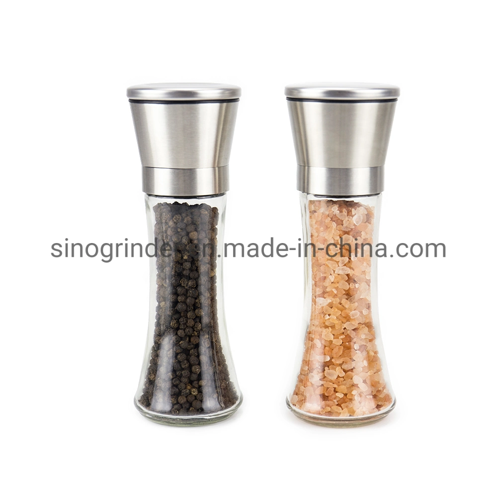 Manual Stainless Steel Ceramic Burr Commercial Salt and Pepper Grinder Set