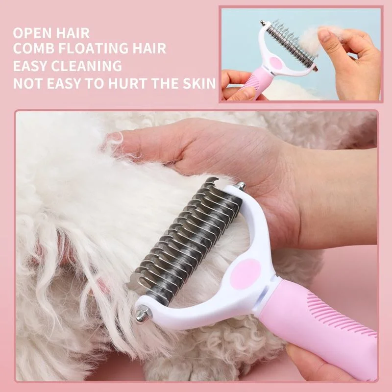 Popular Double-Sided Hair Anti-Knotting Comb Pet Grooming Brush