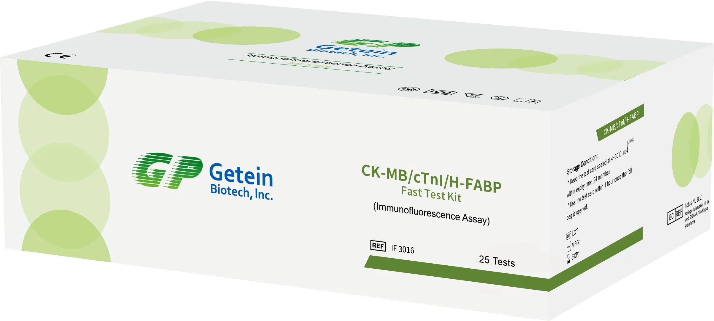 Getein Biotech CK-MB/Ctnl/H-Fabp Test-Kit für kardiale Marker für die schnelle Immunfluoreszenz