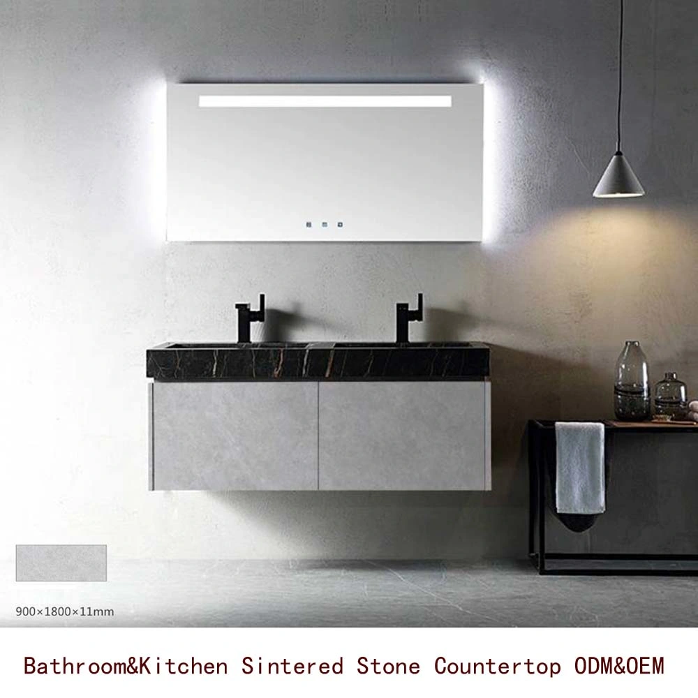 New Style Roland Sintered Stone Countertop Modern White Lacquer Double Mirror Dresser Bathroom Cabinet Vanity Kitchen Countertop ODM&OEM