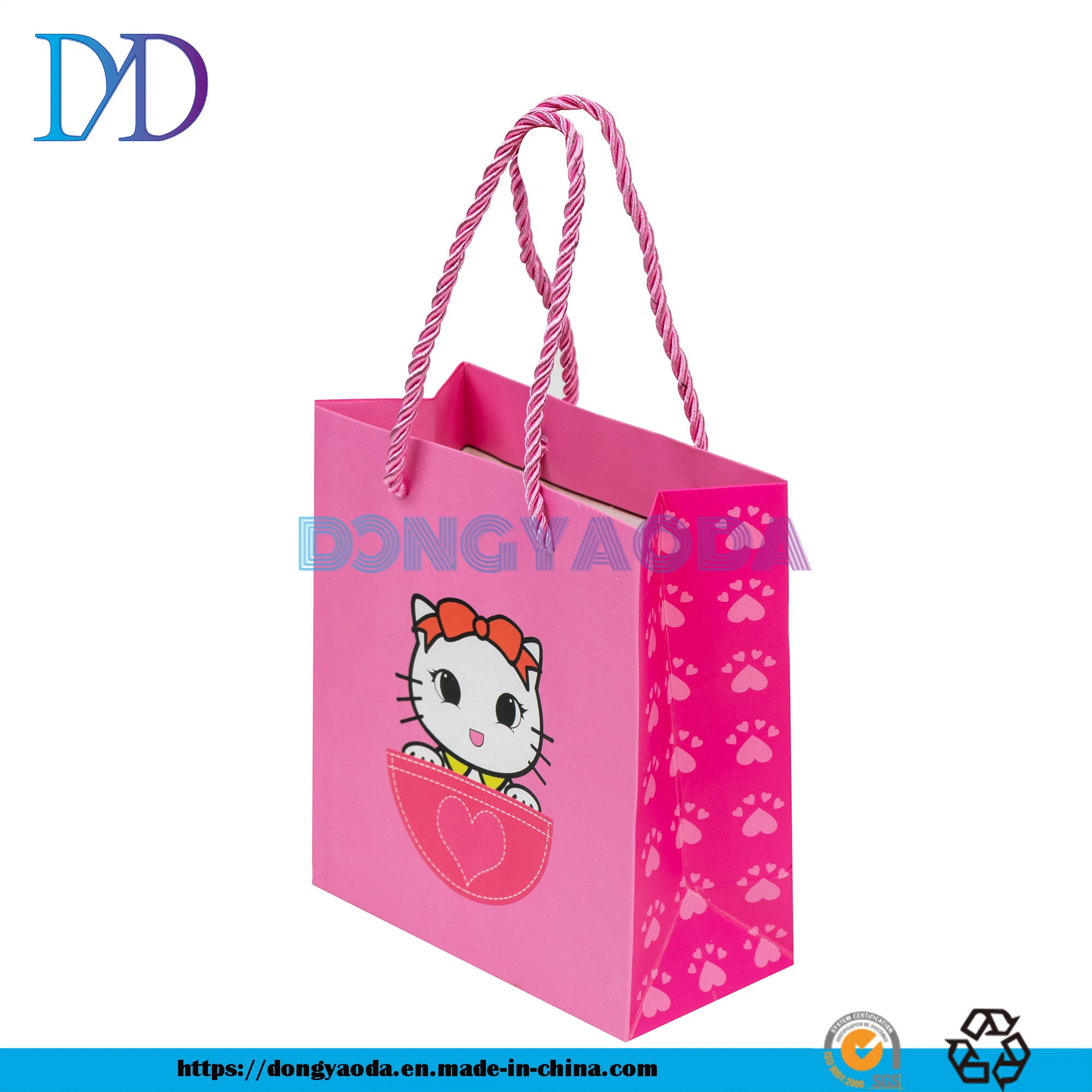 Printed Cartoon Image White Cardboard Bag, Gift Box Gift Bag Tote Bag