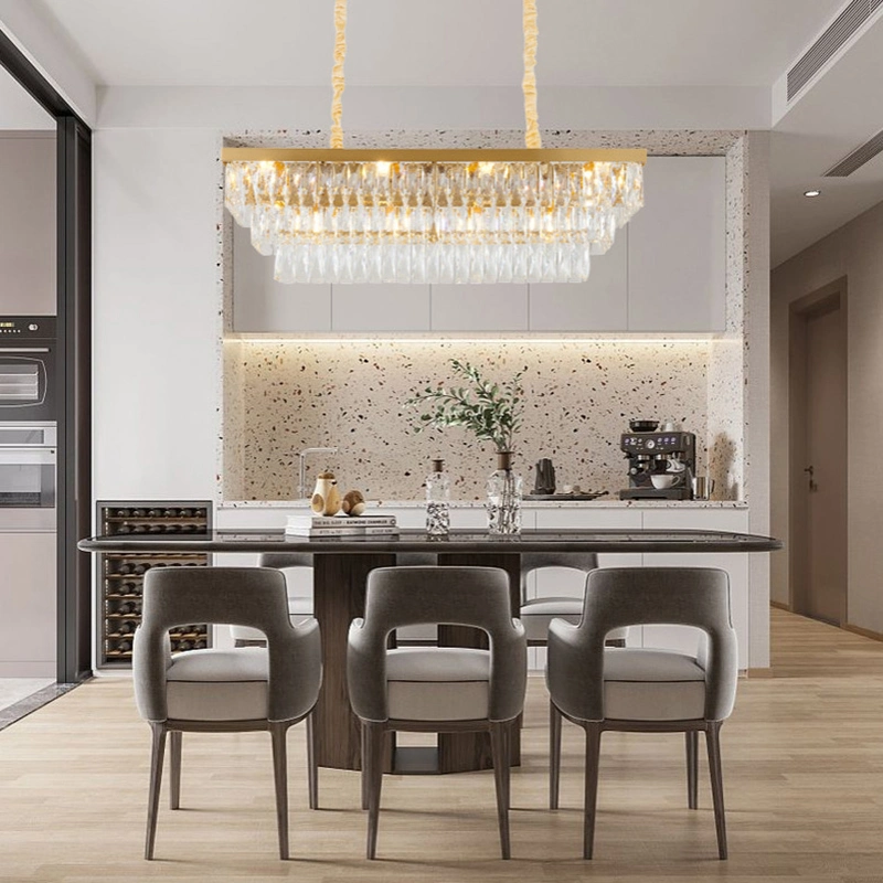 Custom Lighting Contemparary Rectangular Home Living Room Hotel Crystal Decor Luxury Chandelier Pendant Lamp