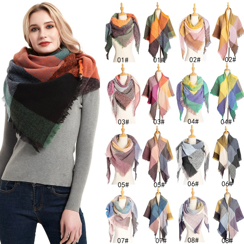 Fashion Women Thick Triangle Neck Scarf with Tassels