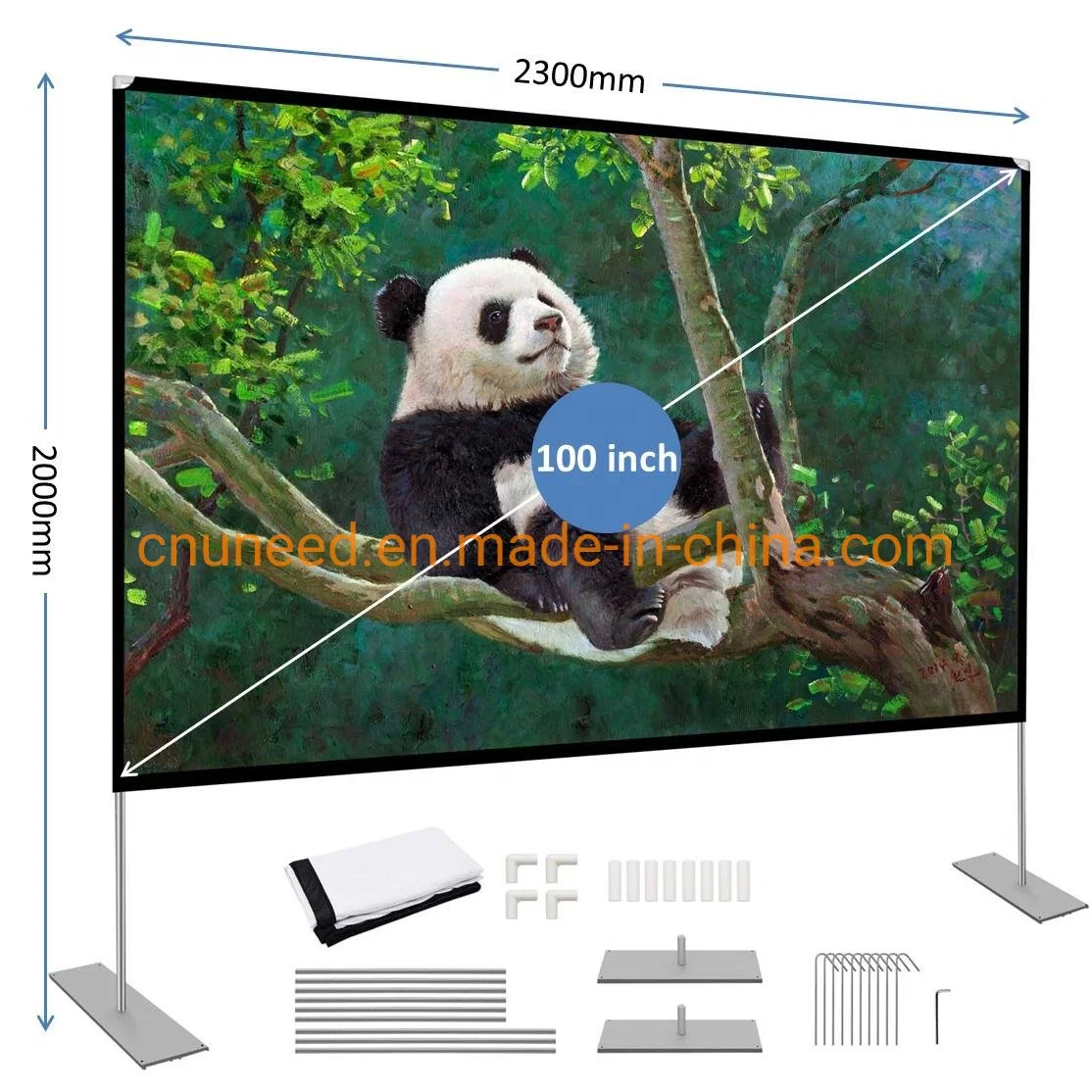 100 Inch 16: 9 Portable Projection Screen Kit Outdoor Rear Front Projections Movies Screen