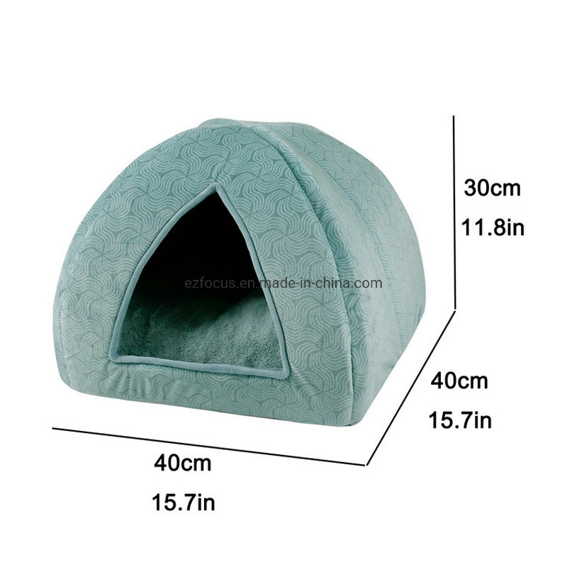 Soft Triangle Shape Kennel Foldable Pet Cat Bed Tent House, Washable Pet Beds Sleeping Winter Pet Cave Cat House Warm Wbb12802