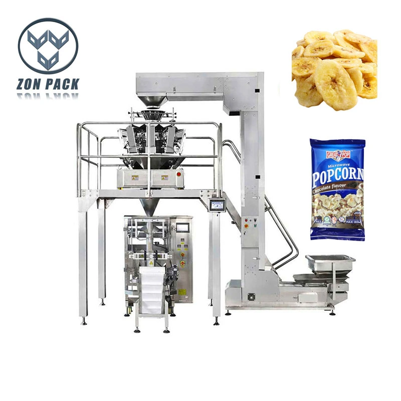30g 80g 100g Popcorn Potato Chips Banana Chips Packing Pillow Bag Vertical Packing Machine