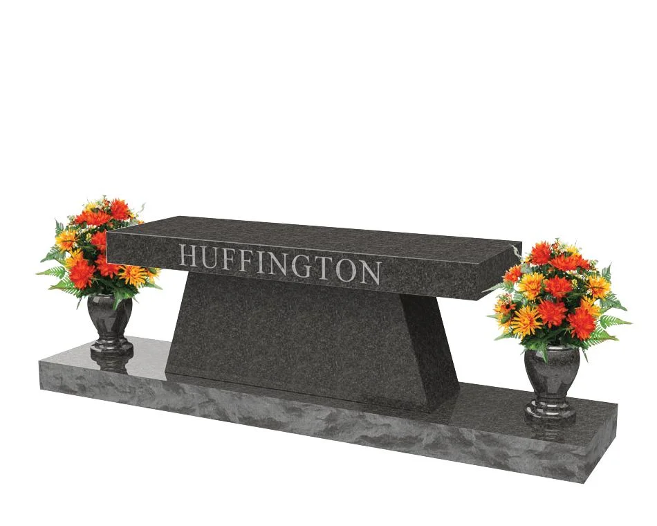 Nice White Granite Memorial Bench for Cemetery with Vase