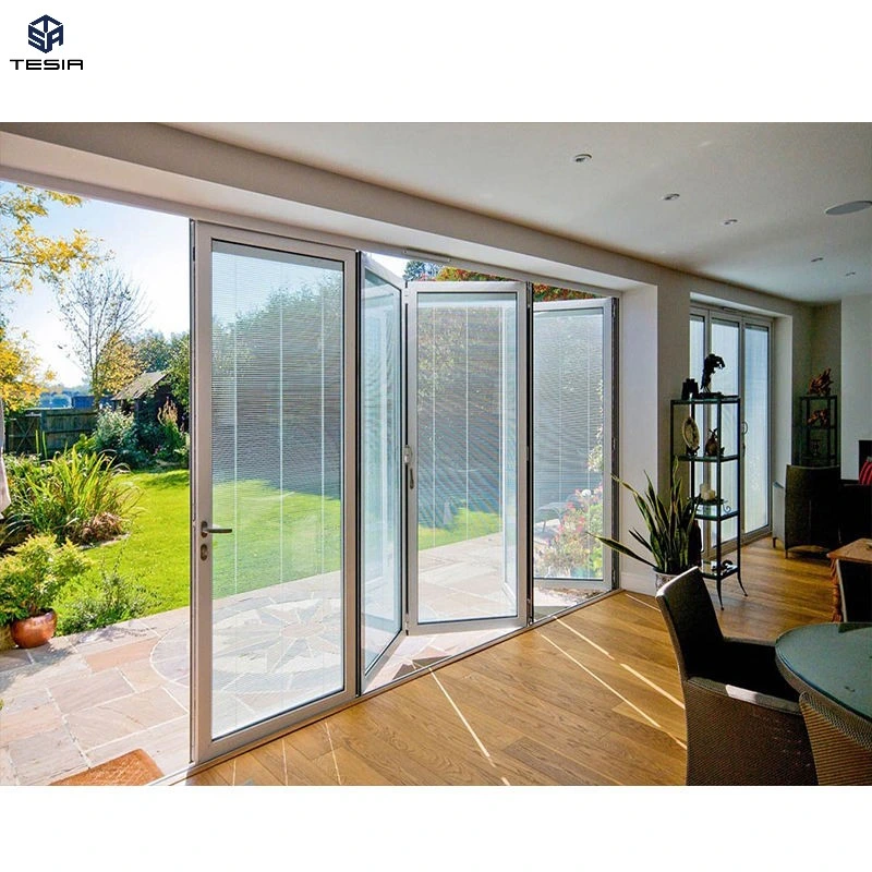 Outdoor Exterior Bifold Doors Aluminum Alloy Folding Oval Glass Door