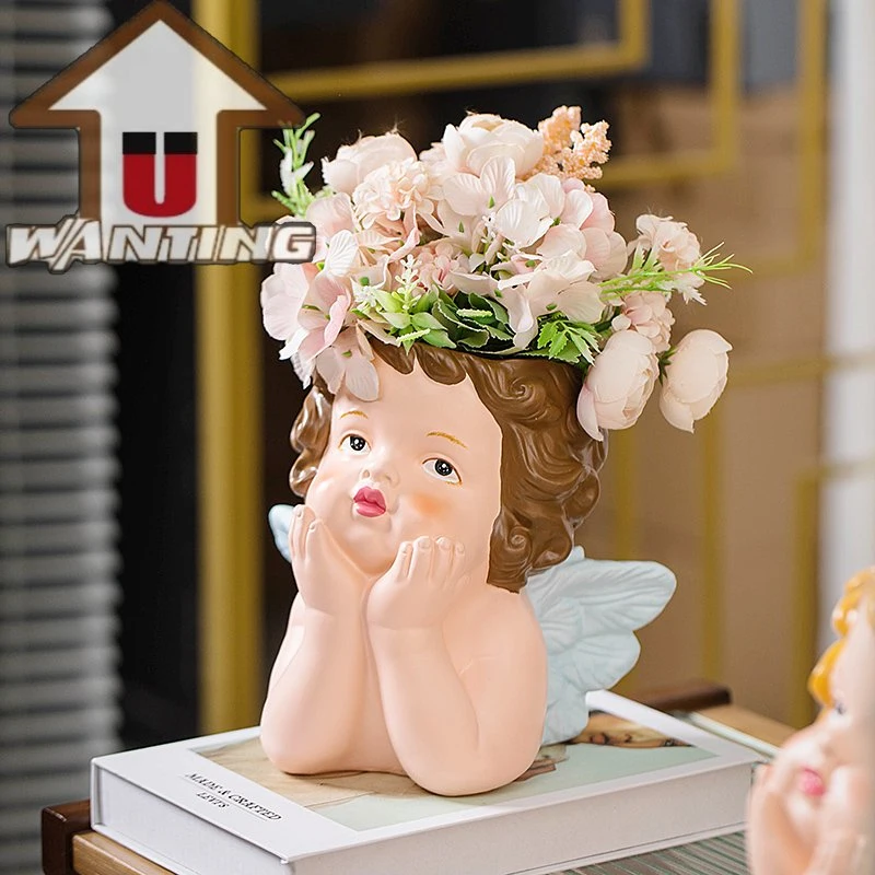 Anjo personalizado Retrato vaso pote de Flores Decoração Anjo ornamento Mesa decoração doméstica