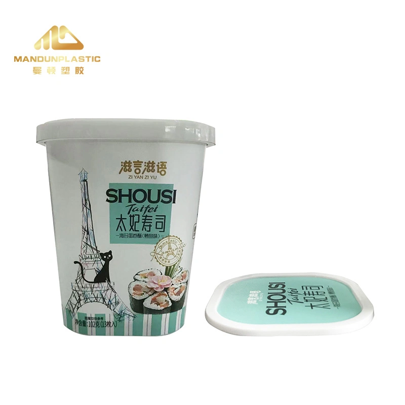 Custom Recyclable in Mold Labeling 580ml PP Plastic Instant Noodles Iml Food Container with Lid