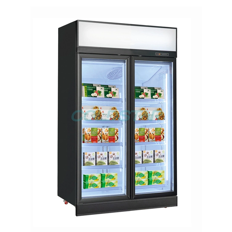 Ruibei Freezer Supermarket 3 Doors Vertical Glass Display Rack