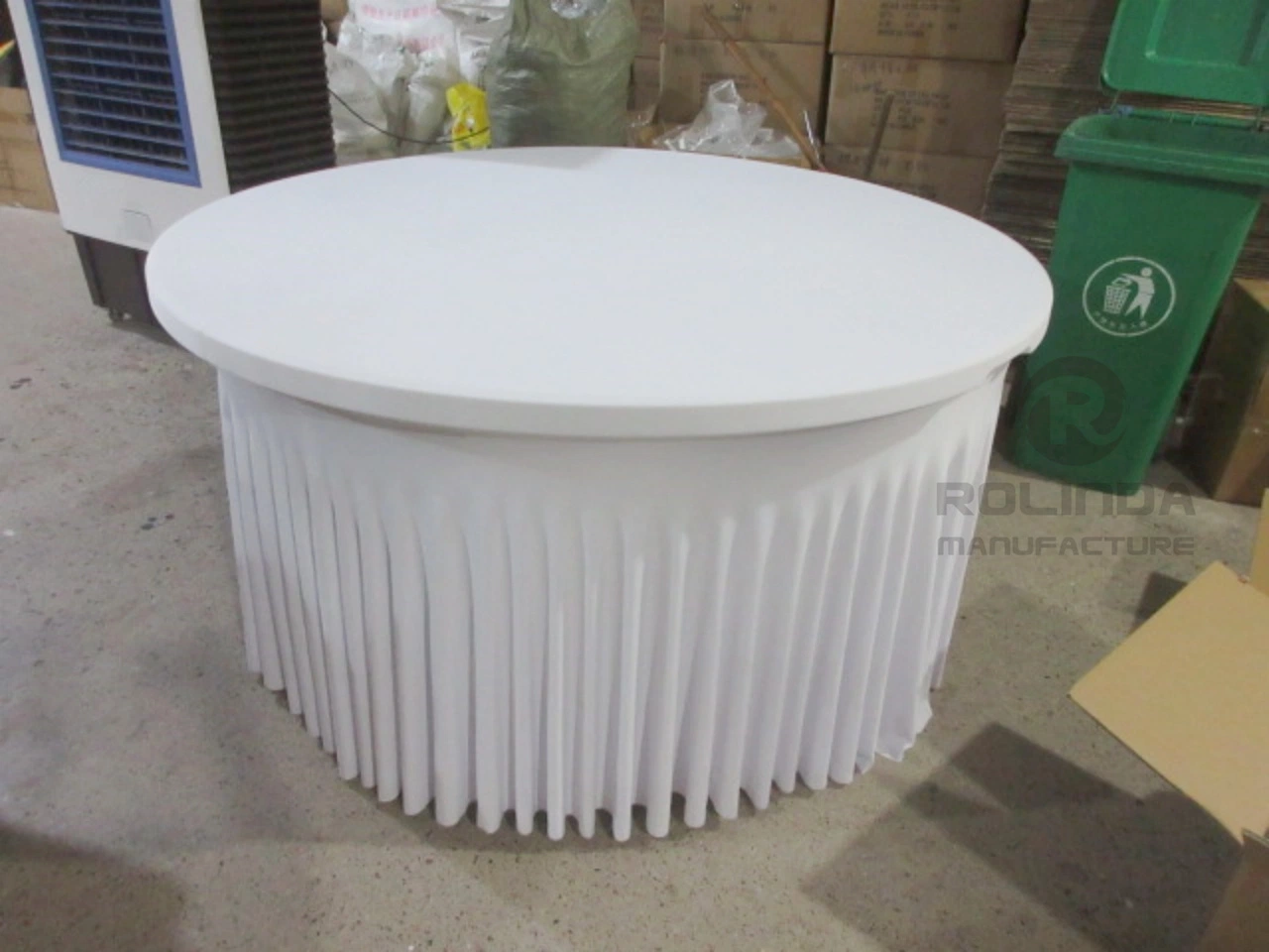 White Circular 60 Inch Washable and Customizable Tablecloth Furniture Cover