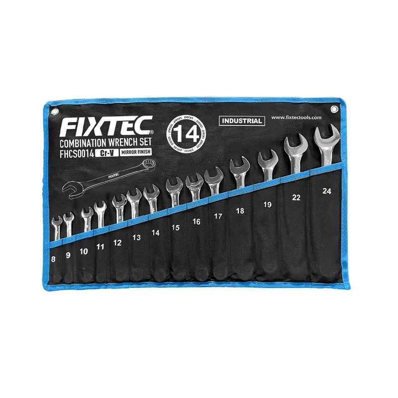 Fixtec 14pcs CR-V Jeu de clés mixtes de clé dynamométrique avec sac+Boîte de couleur