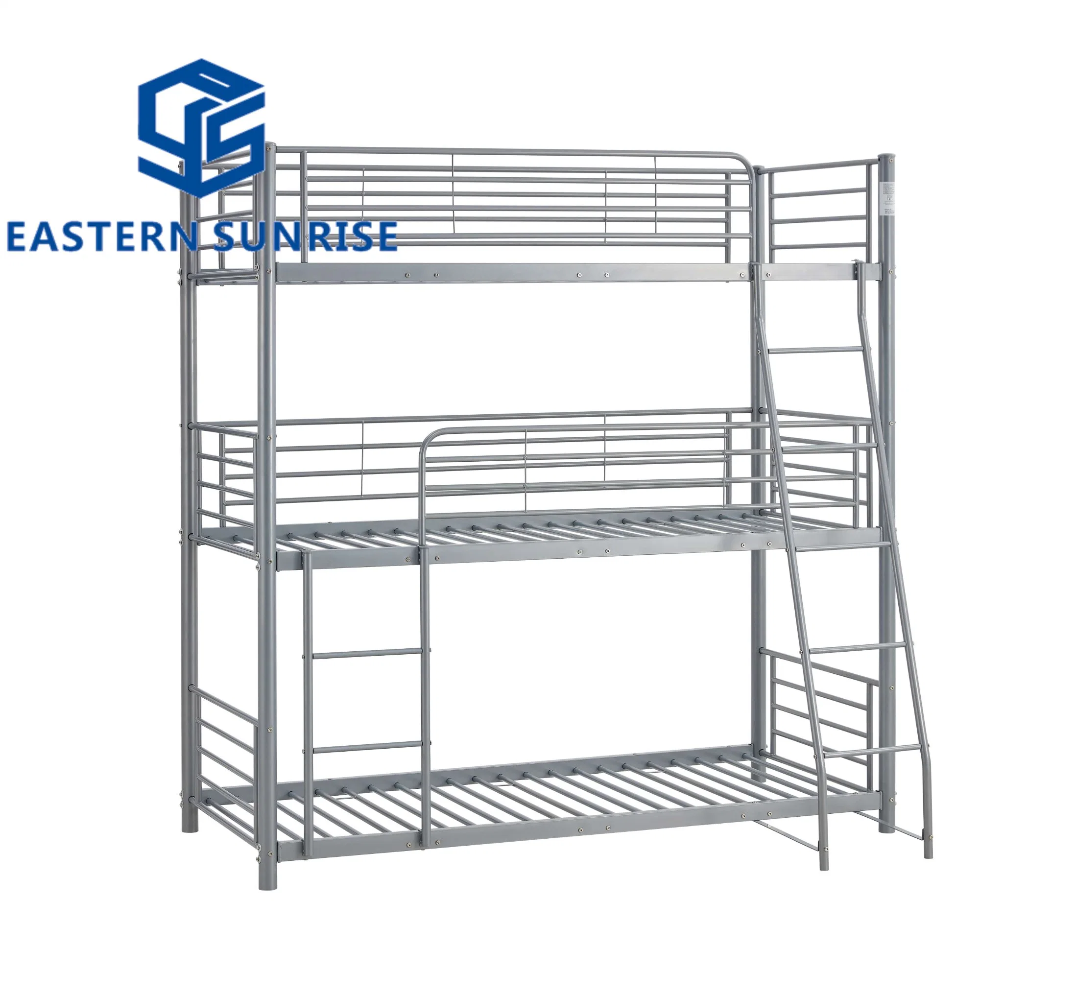 Twin Size 3 Deck Bed Frame Kids Bedroom Furniture Metal Crib Triple Bunk Bed