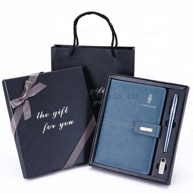Luxury Refillable Stationery Diary Notebook Gift Set Business Office PU Leather Magnetic A5 Notebook with Box and Pen