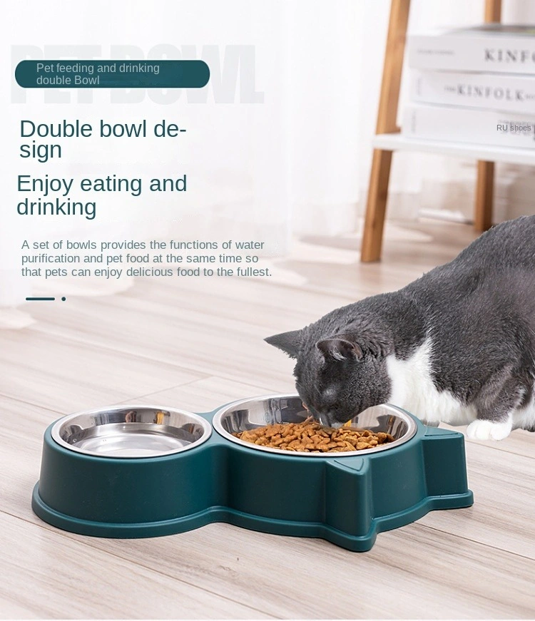 Cww-018 Anti Overturning Double Bowl Cat and Small Dog Pet Supplies