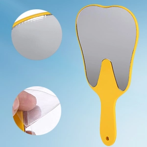 Colorful Tooth Shaped Plastic Hand Mirror with Handle