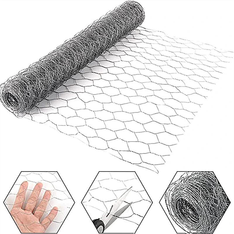 Malha de arame hexagonal revestida de PVC de fábrica. Malha de arame de plástico verde para galinheiro.