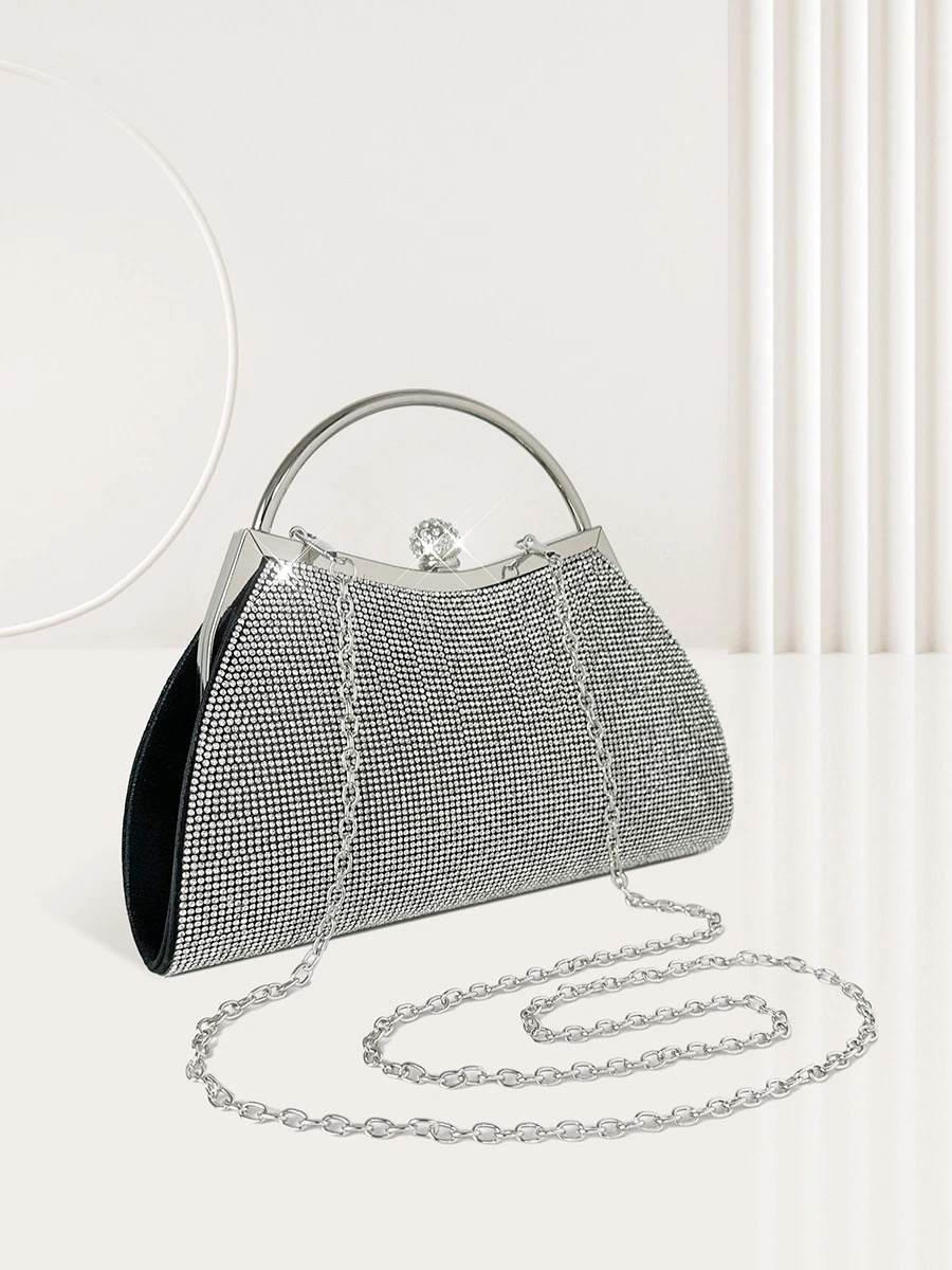 Crystal Handbag Female Bling Silver Banquet Sparkle Purse Hand Bags