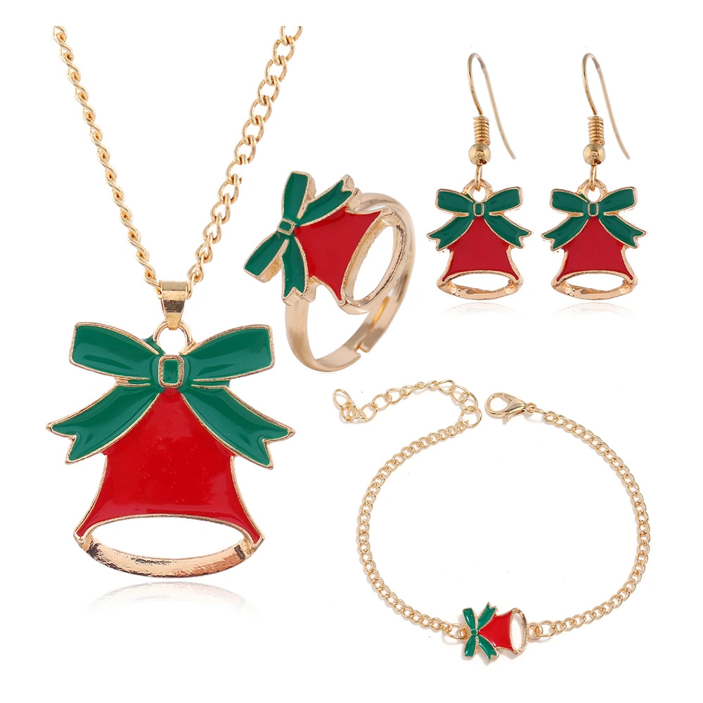 European and American Christmas Series Earrings Necklace Bracelet Ring Set