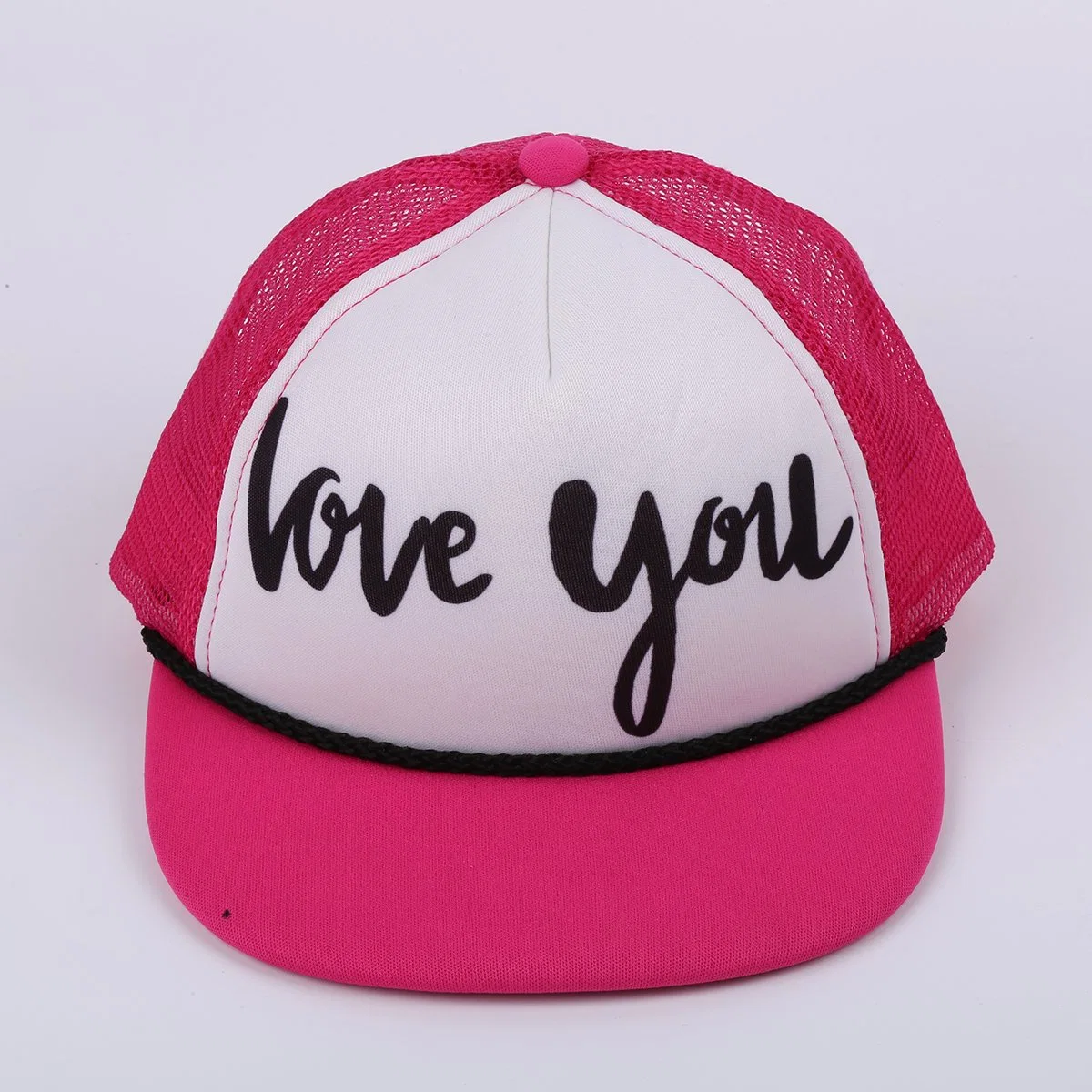 Love You Custom Printing Rope 5 Panel Foam Trucker Hat Mesh Truckers Caps