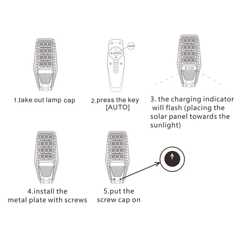 Nuevo producto 100W Power Post integrado todo en uno Solar Luz de calle Motion LED Luz de carretera automática para exteriores