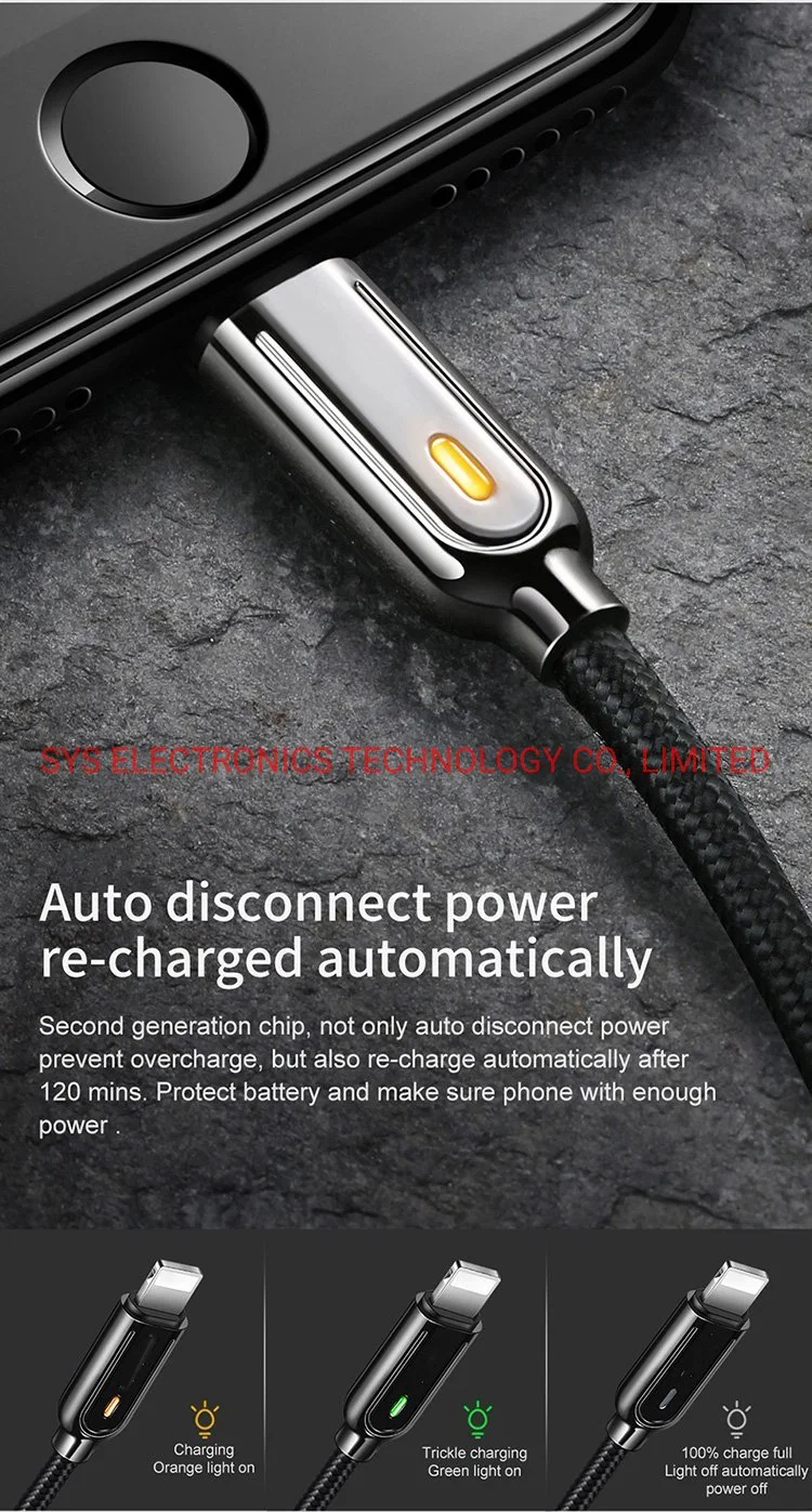 Smart LED Cable Charger Lightning Auto Power off/on Charging Data Cable