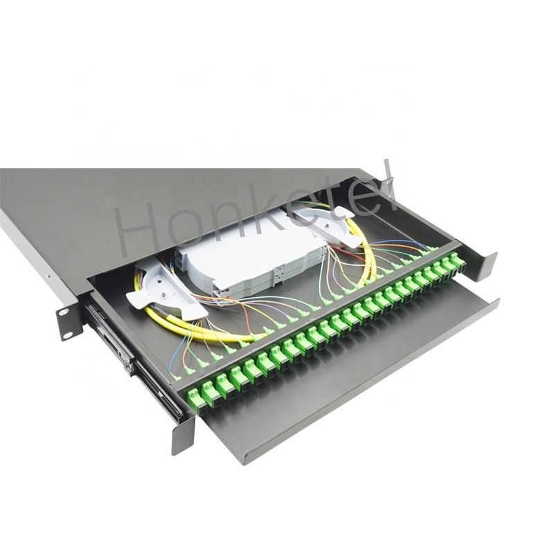 Fdu 19 Inch Rack Mount Slide Type 1u 24 Port Patch Panel Fiber Optic Distribution Frame