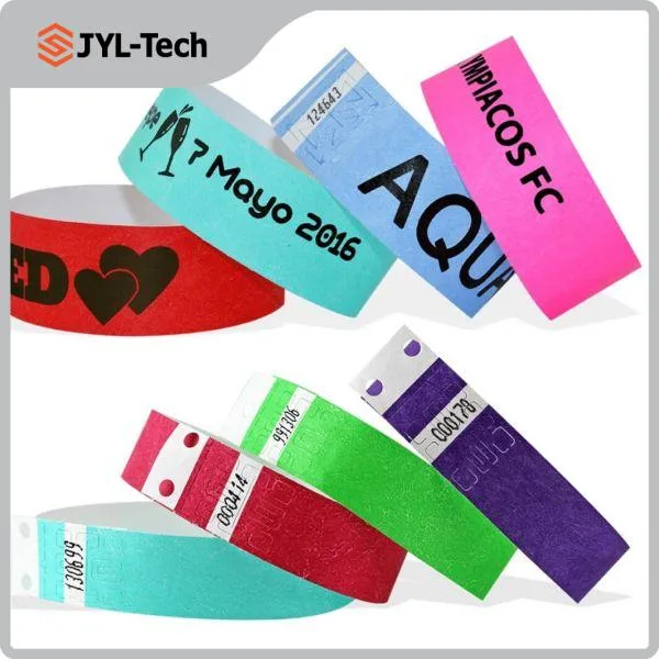 Passive 13.56 MHz NFC or UHF Chip Disposable Tyvek RFID Wristbands