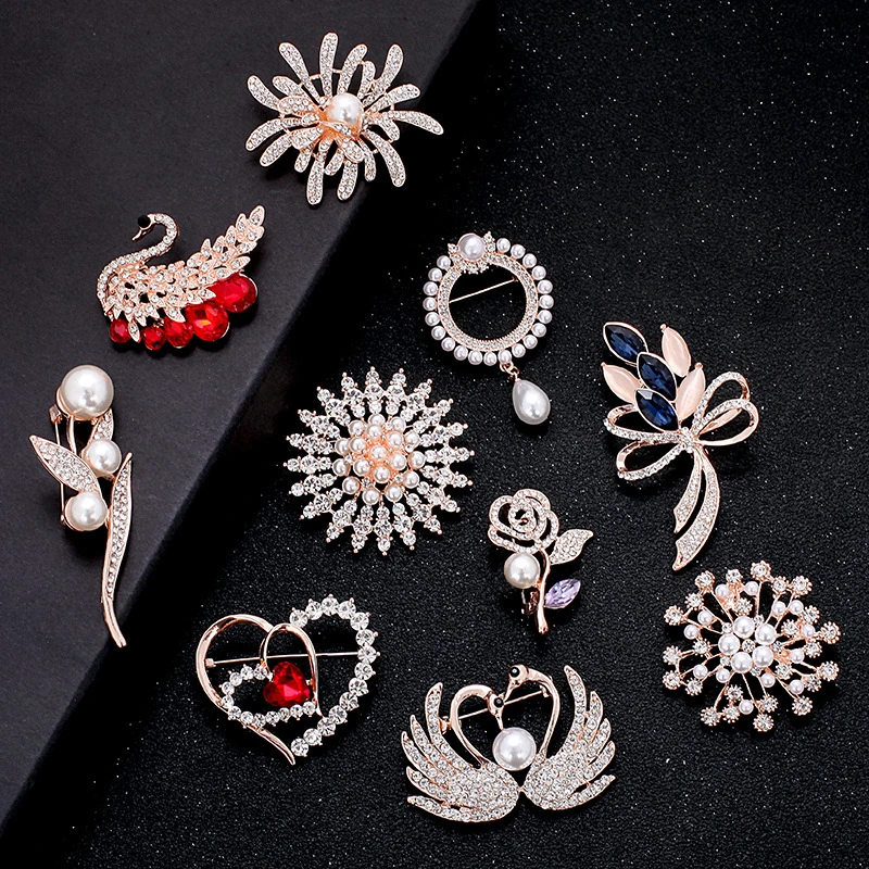 Mulheres flor grande Brooches Lady rhinestone Pearl Corsage brooch Girl Jóias de luxo moderno melhor Gift Pins Acessórios de jóias