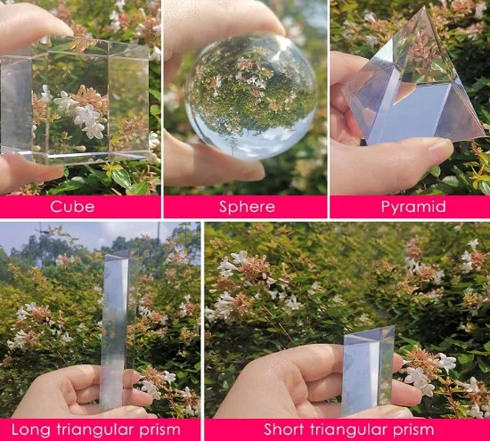 2024 K9 Free Sample/Inquiry for Drawings Photography Crystal Ball Cube Triangular Prism Optical Pyramid 60mm 55mm 50mm