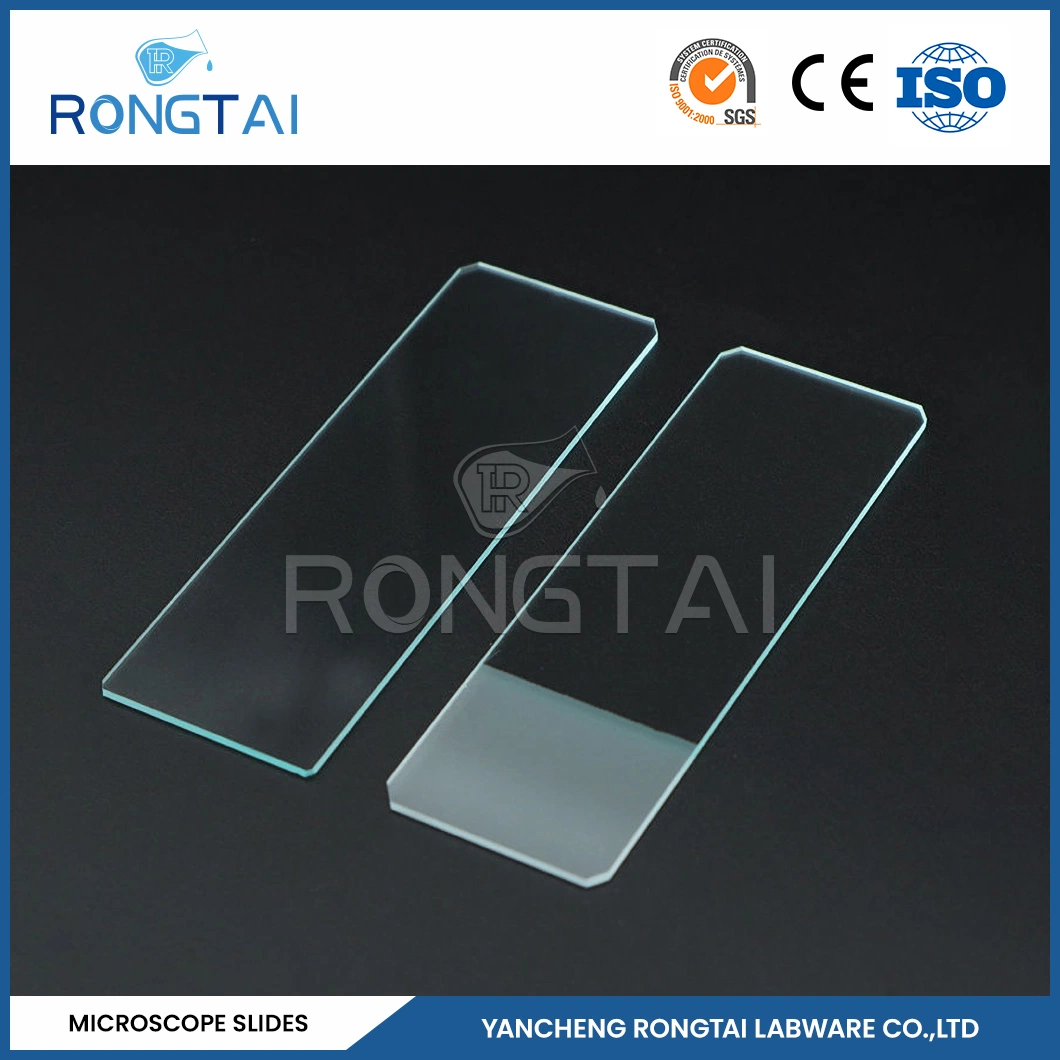 Laboratorio Rongtai fábrica diapositiva portaobjetos de microscopio tipos China 7101 7102 7105 7109 7.107 diapositivas microscópica de la parasitología