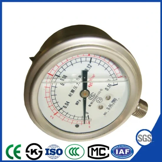 Ytn-100h German Type All-Stainless Steel Shock-Proof Pressure Gauges Vibration-Proof Pressure Meters Glycerine Oil Filled