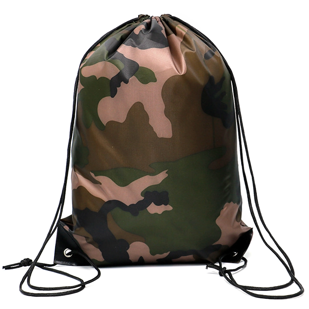 Camouflage Backpack Drawstring Bag 210d Polyester Sports Gym Bag Outdoor Camping Hiking Storage Bag Sackpack