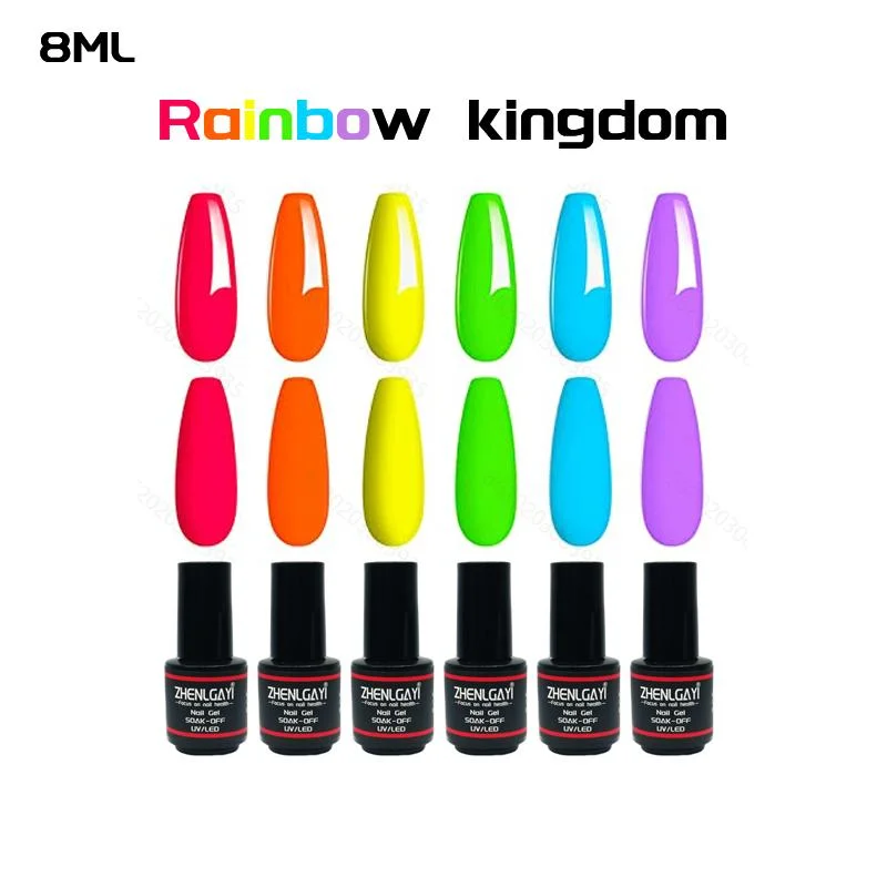 8ml Rainbow Colors Gel UV Gel Polish Base Coat Top Coat Kit