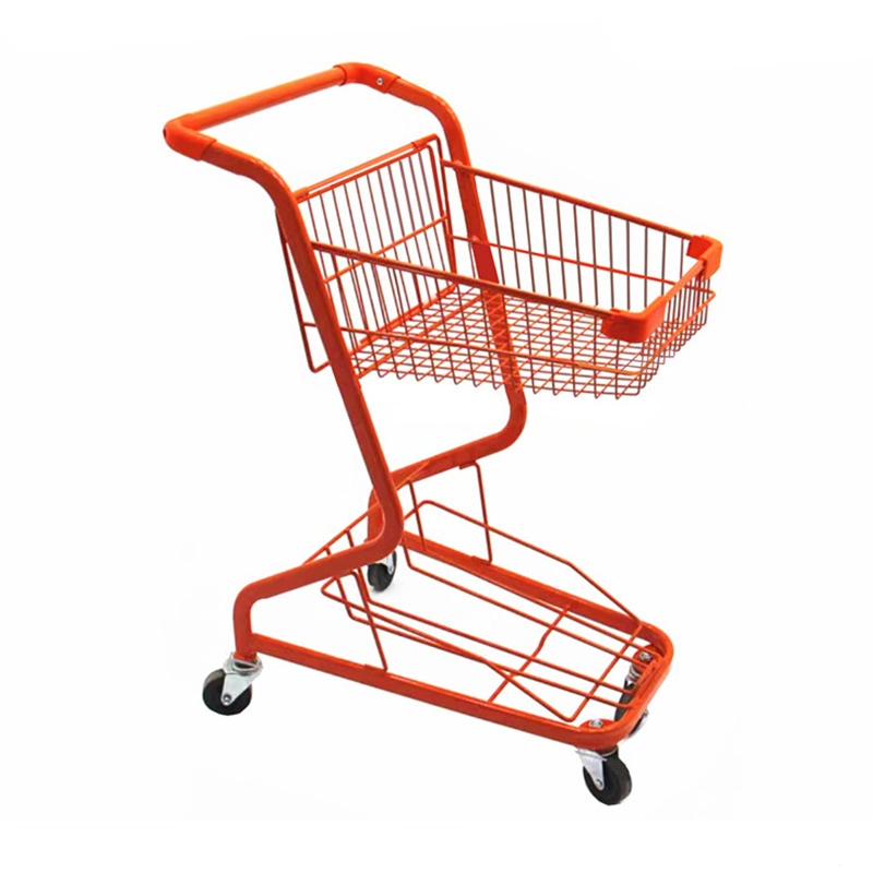 Double Layer Wire Basket Shopping Trolley Hand Carts (JT-G15)