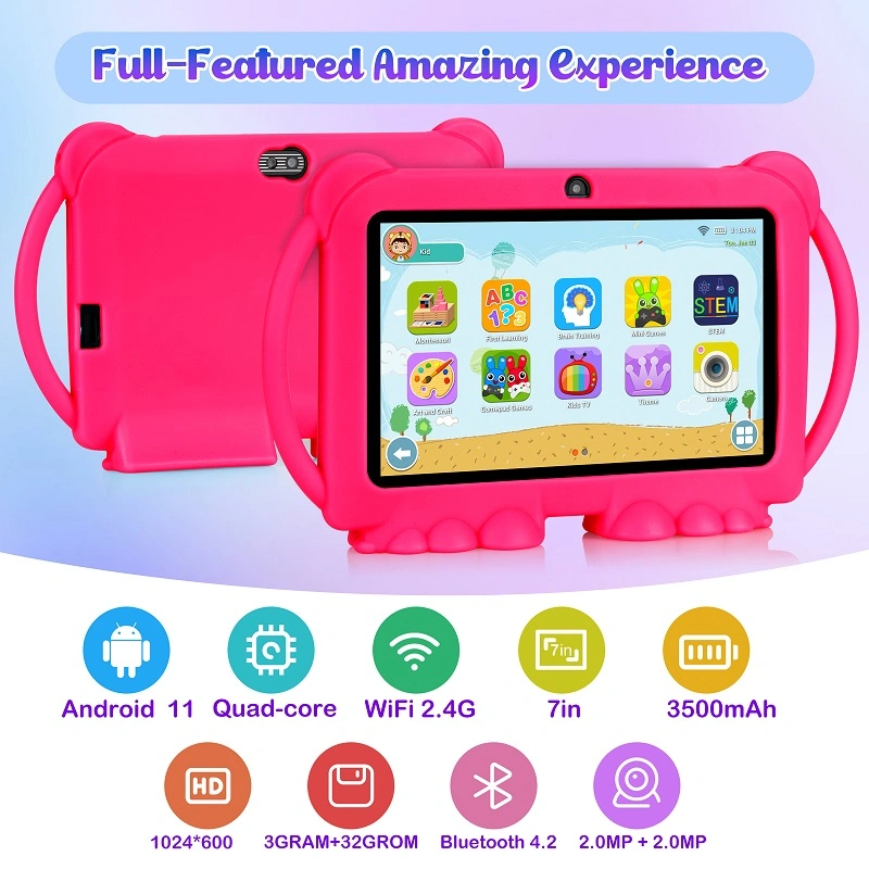 Children Learning Educational Tablet Allwinner A100 Kids Tablets 1024*600 Touch Screen 7 Inch Android 10 11