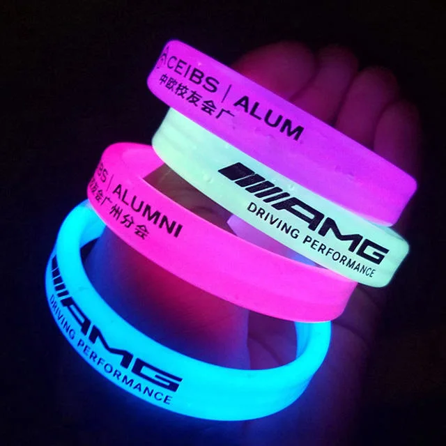 Factory Direct Sale Customized Printed Luminous Fluorescence Silicon Sport Wristband