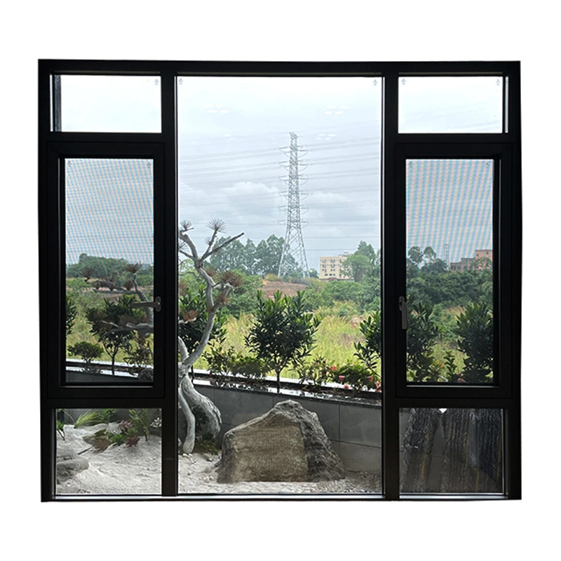 Heat-Insulated/Thermally Broken Aluminum Window with Big Double Toughed Glass Panels Casement Window PA66