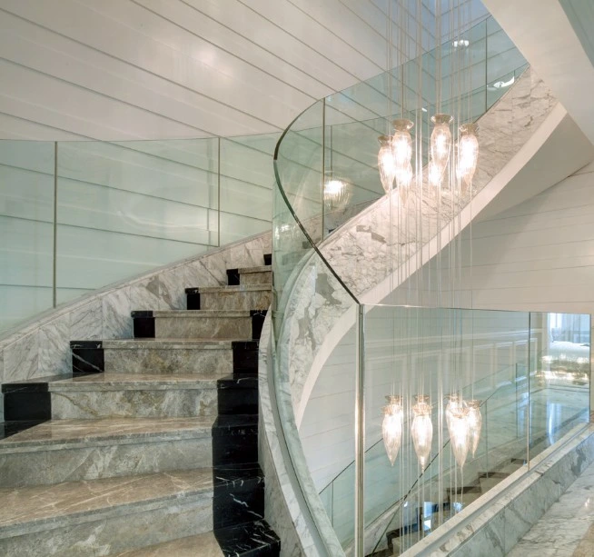 Frosted Acid Etched Printing Safety Glass Building Glass Tempered Balcony Glass Railing Glass Stairway Glass Toughened Laminated Balustrade Glass