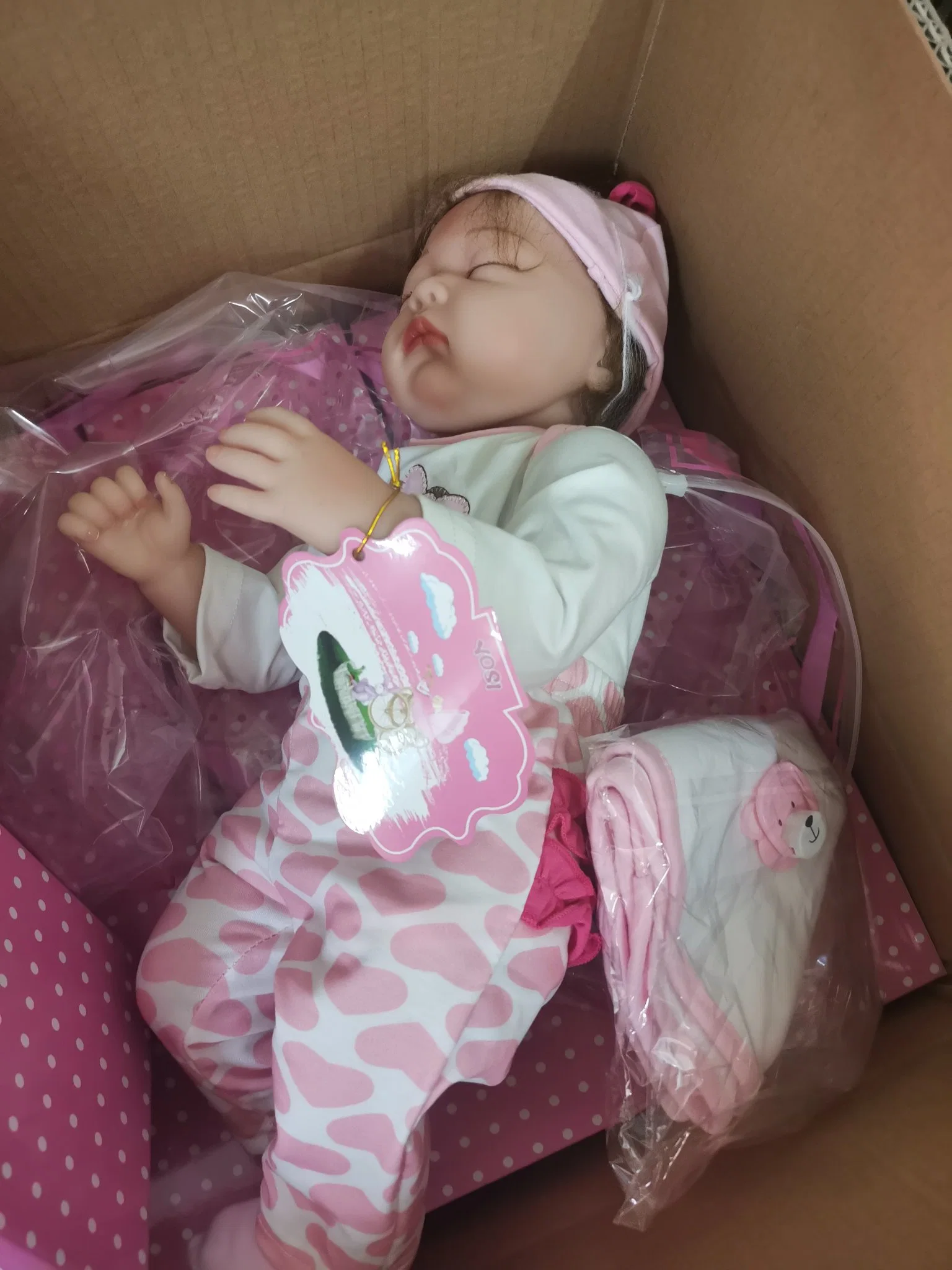 Reborn Sleeping Baby Girl Doll Soft Vinyl Lifelike Realistic 22 Inch Weighted Newborn Dolls Gift Set