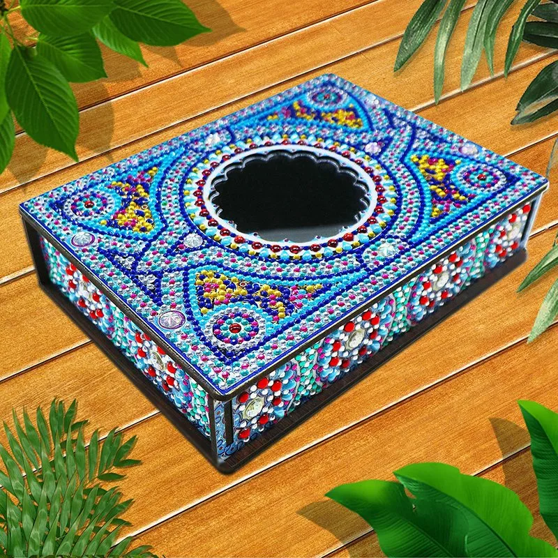 2023 Diamond Painting DIY Creative Diamond Walnut Wooden Box with Mirror Cosmetic Diamond Painting Jewelry Box Packing