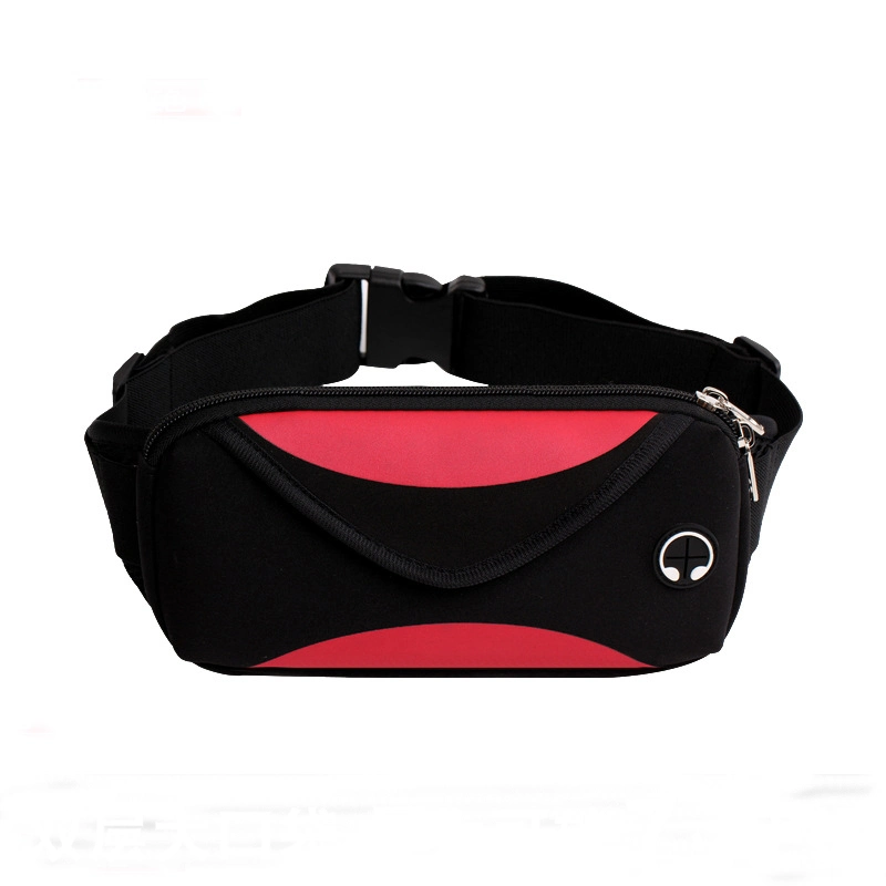 Neopreno impermeable Senderismo Ciclismo girando el Hip Hop de la correa de corredores de bolsa de cintura deporte orificio auricular Material conducción Fanny Pack