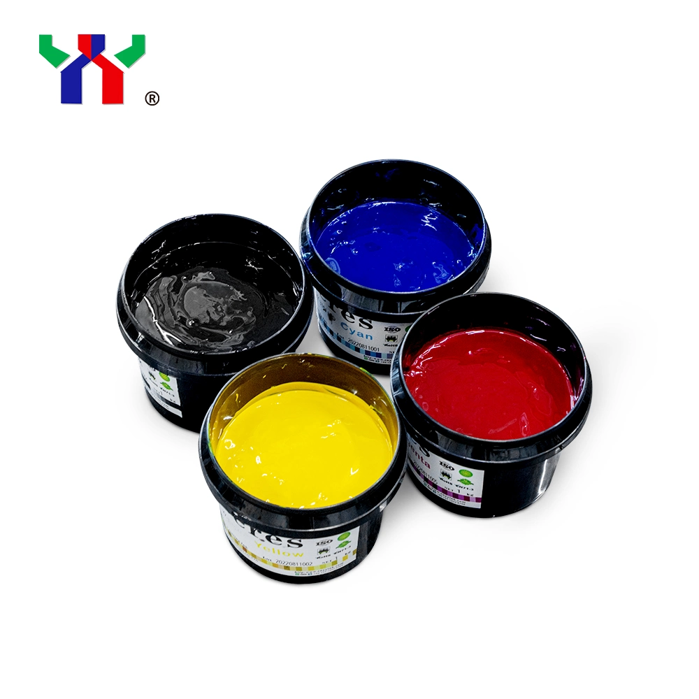 Tinta UV offset Ceres de alta calidad para etiquetas de plástico, alta fuerza adhesiva para tarjetas, color CMYK, 1kg/CAN